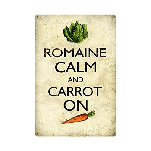 12 X 18 - Satin Metal Sign - Romaine Calm/W Wood Frame/W Wood Frame