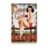12 X 18 Vintage Metal Sign - Cowgirl Saloon/W Wood Frame/W Wood Frame view 1