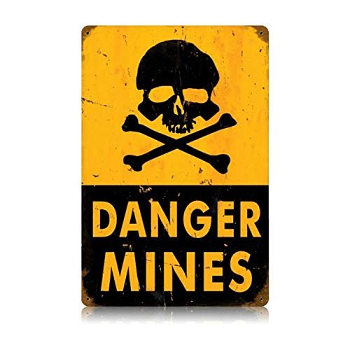 12 X 18 Vintage Metal Sign - Danger Mines