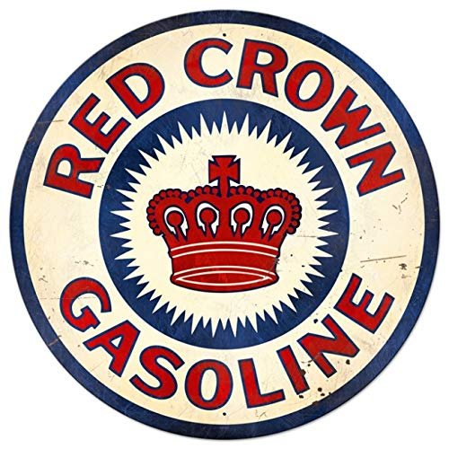 42 X 42 Round Metal Sign - Red Crown Gas Xl