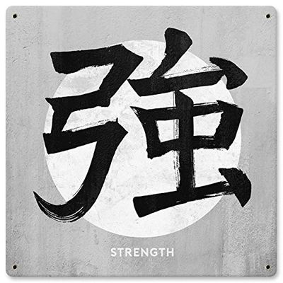 12 X 12 Satin Metal - Sign Strength Kanji