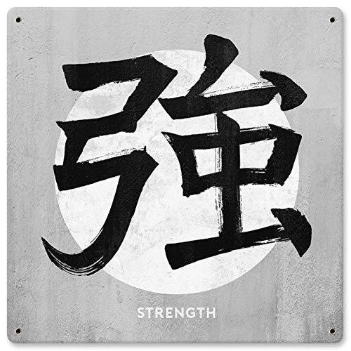 12 X 12 Satin Metal - Sign Strength Kanji