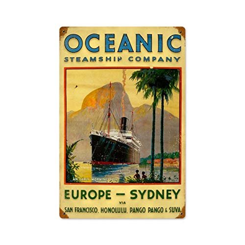 12 X 18 Vintage Metal Sign - Oceanic/W Wood Frame/W Wood Frame