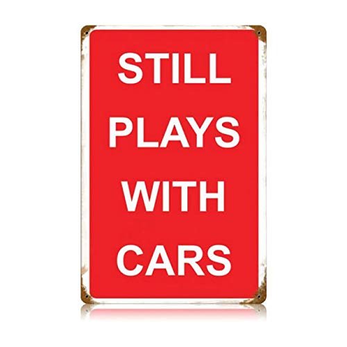 12 X 18 Vintage Metal Sign - Plays With Cars