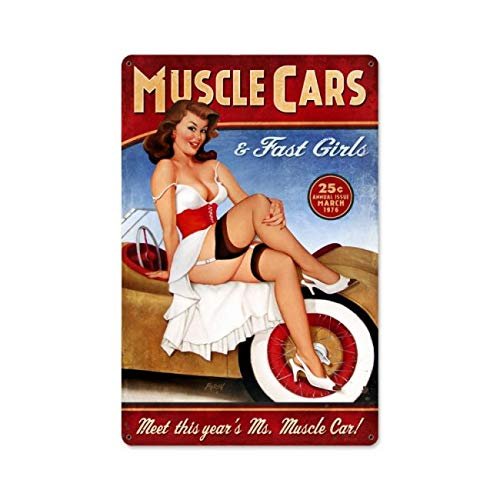 12 X 18 - Satin Metal Sign - Muscle Cars