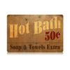 12 X 18 Vintage Metal Sign - Hot Bath/W Wood Frame/W Wood Frame view 1