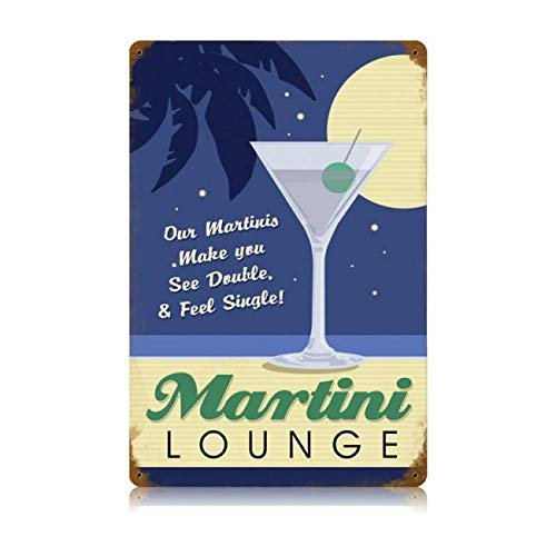 12 X 18 Vintage Metal Sign - Martini Lounge