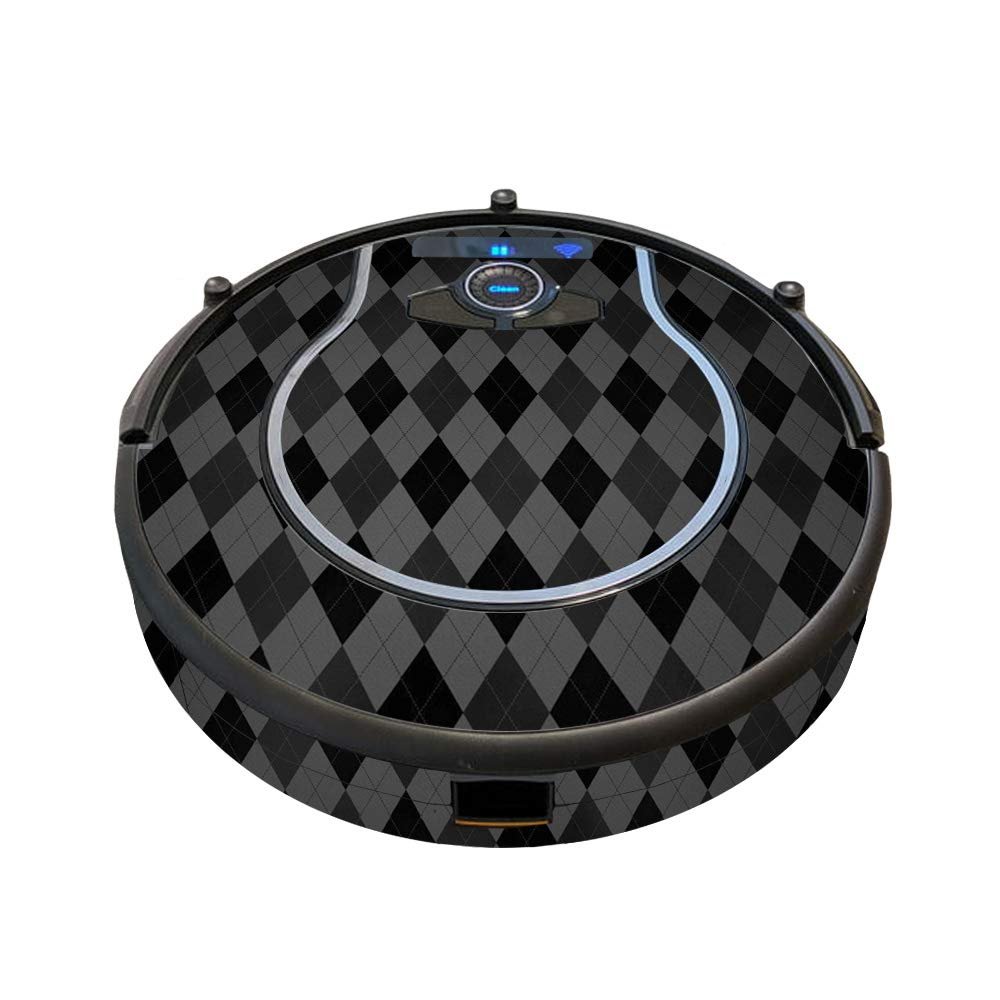 MightySkins Skin Compatible with Shark Ion Robot 750 Vacuum Minimal Coverage - Black Argyle | Protective, Durable, and Unique Vinyl wrap Cover | Easy to Apply, Remove | Made in The USA