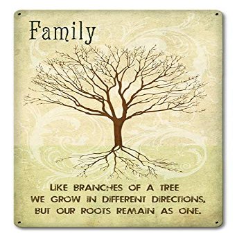 12 X 18 Satin Metal Sign - Family Like Branches/W Wood Frame/W Wood Frame