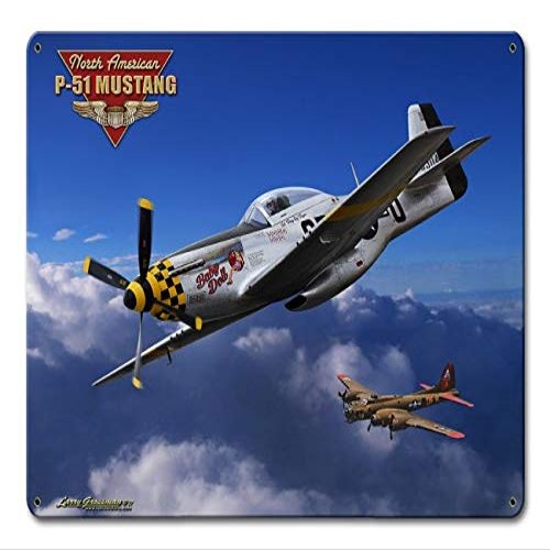 12 X 15 Satin Metal Sign - P-51 Mustang