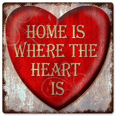 12 X 12 Satin Metal Sign - Home Is Where The Heart Is