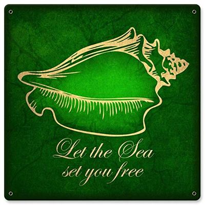 12 X 12 Satin Metal Sign - Let The Sea Set You Free
