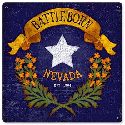 12 X 12 Satin Metal - Sign Battle Born Nevada