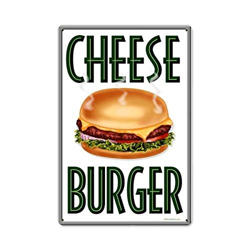 12 X 18 Metal Sign - Cheese Burger/W Wood Frame/W Wood Frame