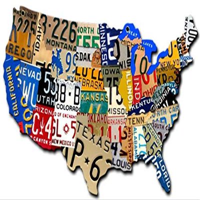 10 X 6 Custom Metal Shape License Plate Usa Map