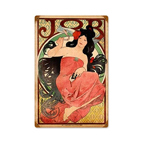 12 X 18 Vintage Metal Sign - Mucha Job/W Wood Frame/W Wood Frame