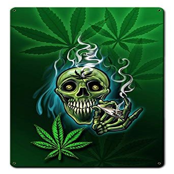 12 X 18 Satin Metal Sign - Happy Pot Head