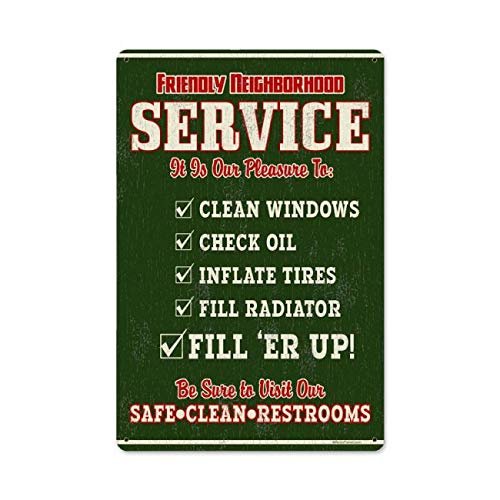 12 X 18 Metal Sign - Friendly Service/W Wood Frame/W Wood Frame