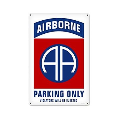 12 X 18 - Satin Metal Sign - 82Nd Airborne Parking Only