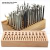 Leather Holder Tool Wooden Leather Punch Craft Tool Rack Leather Craft Tools Holder Rack, Leathercraft Stand Holder Organizer 98 Holes Multifunction Wooden Leathercraft Tool Stand Holder Organizer view 2
