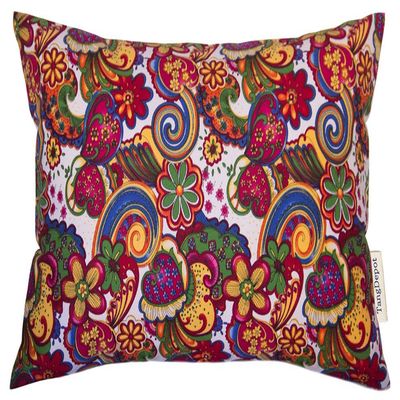 TangDepot Cotton Floral Cushion Cover 12"x20" Riot of Colors-White