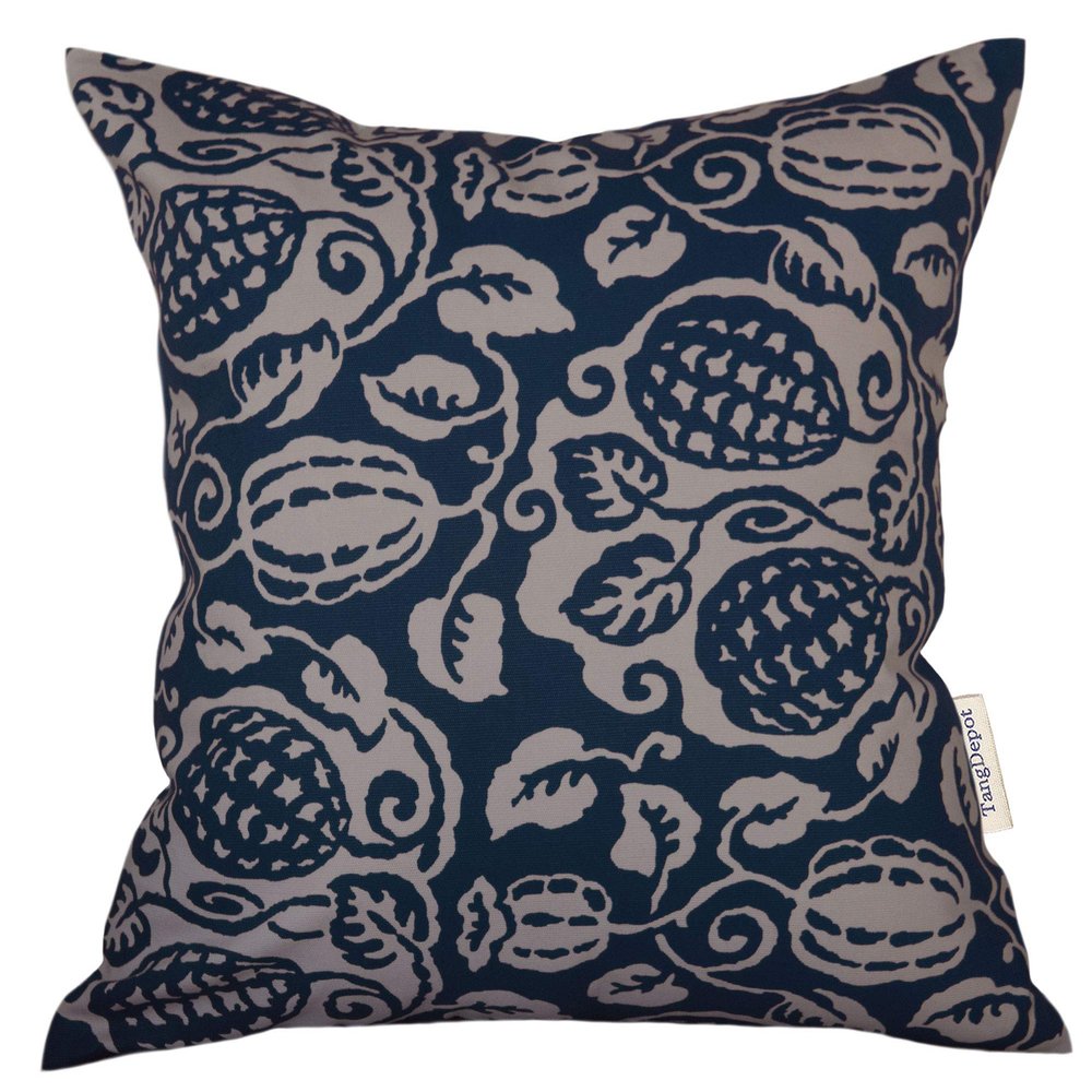 TangDepot Cotton Floral Cushion Cover 14"x14" Watermelon-Blue