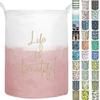 Aouker Merdes 19.7 Waterproof Foldable Laundry Hamper, Dirty Clothes Laundry Basket, Linen Bin Storage Organizer for Toy Collection (Life Pink) view 1