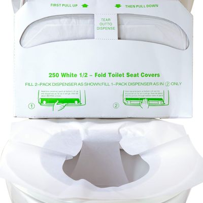 Biodegradable Half-Fold Toilet Seat Covers 250Pk. Self-Flushing, Disposable Potty Papers Keep Toilets Clean and Family Healthy. Mess-Free Paper Safety Covers for Commercial, Home, Travel and Kids Use