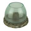 8 Inch Diameter Glass Terrarium Vase with Wicker Base view 1