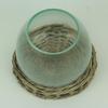 8 Inch Diameter Glass Terrarium Vase with Wicker Base view 2