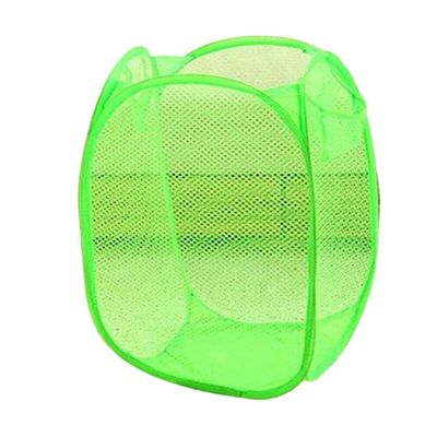 Small Rectangle Mesh Storage Basket Folding Nursery Hampers For Baby Clothes Closet Organizer Kids Room Waste Bins,Green