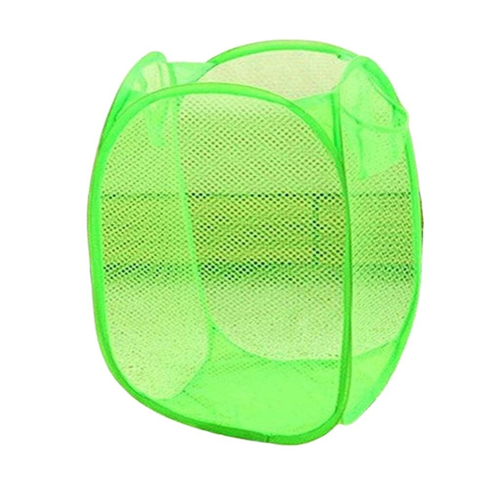 Small Rectangle Mesh Storage Basket Folding Nursery Hampers For Baby Clothes Closet Organizer Kids Room Waste Bins,Green
