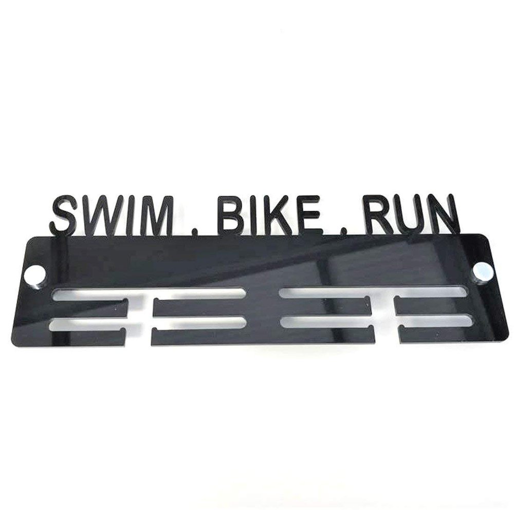 Swim Bike Run Medal Hanger - Yellow Acrylic
