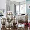 Creative Scents Dublin Silver Bathroom Accessories Set Complete - Brushed Silver 6 Piece Bathroom Set: Toilet Brush and Holder, Tissue Cover, Toothbrush Holder, Soap Dispenser, Tumbler & Soap Dish view 2