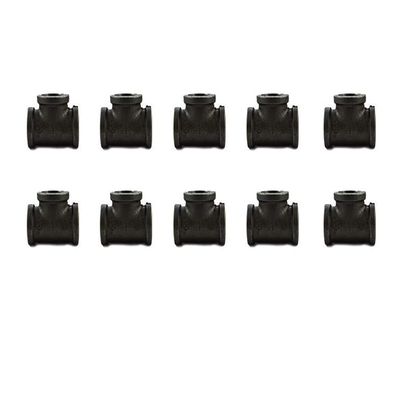 10 Pack 1/2" Black Iron Tee - DIY Pipe Furniture - 1/2-Inch Threaded Pipe Nipples - Industrial Piping - Plumbing Suppl