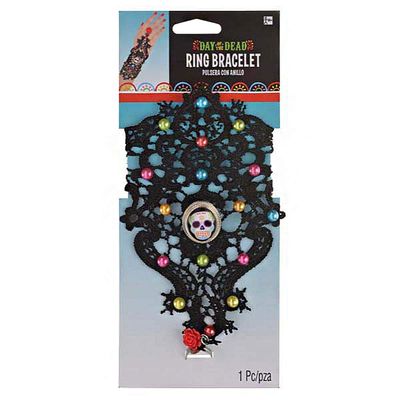 Amscan 8400117 Day of the Dead Ring Bracelet 9-1/2" X 4-1/4" (Pkg. Size) 1 ct
