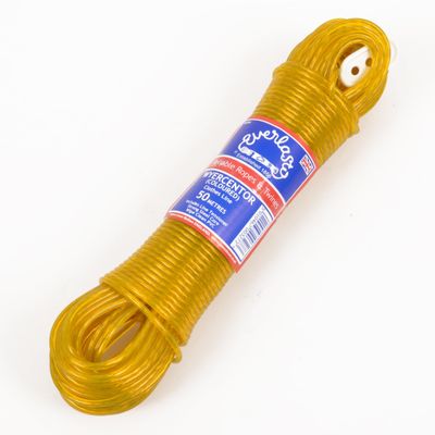 50M - Quality Everlasto 'Wyercentor' Steel Core Coloured Clothes/Washing Line 3.5mm Thick (Yellow)