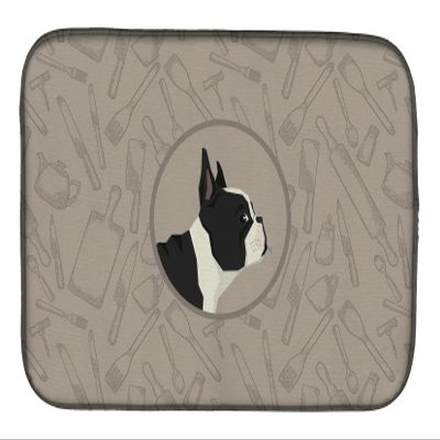 Caroline's Treasures CK2186DDM French Bulldog In the Kitchen Dish Drying Mat Absorbent Dish Drying Mat Pad for Kitchen Counter Dish Drainer Mat for Countertop, 14 x 21", Multicolor