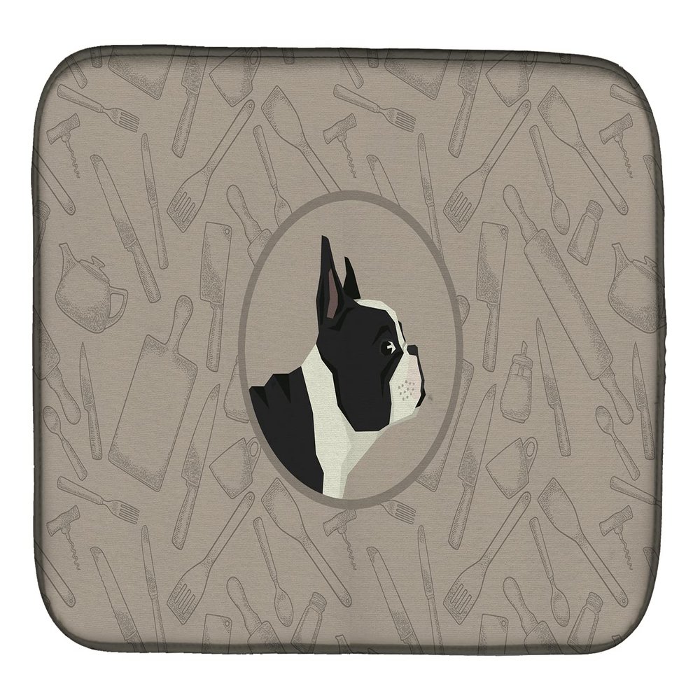 Caroline's Treasures CK2186DDM French Bulldog In the Kitchen Dish Drying Mat Absorbent Dish Drying Mat Pad for Kitchen Counter Dish Drainer Mat for Countertop, 14 x 21", Multicolor