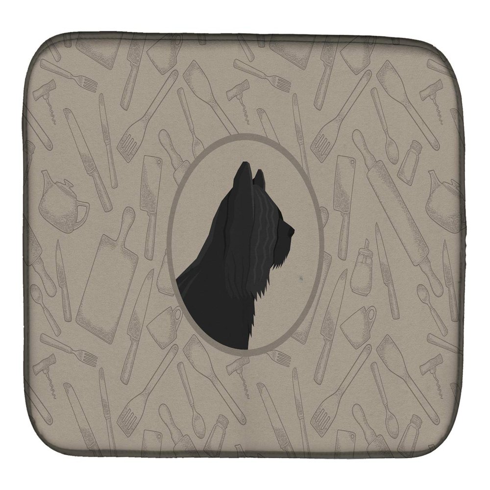 Caroline's Treasures CK2211DDM Skye Terrier In the Kitchen Dish Drying Mat Absorbent Dish Drying Mat Pad for Kitchen Counter Dish Drainer Mat for Countertop, 14 x 21", Multicolor