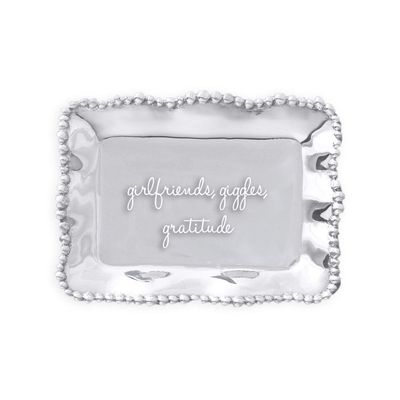 Beatriz Ball Giftables Organic Pearl Rect Engraved Tray- Girlfriends, Giggles, Gratitude