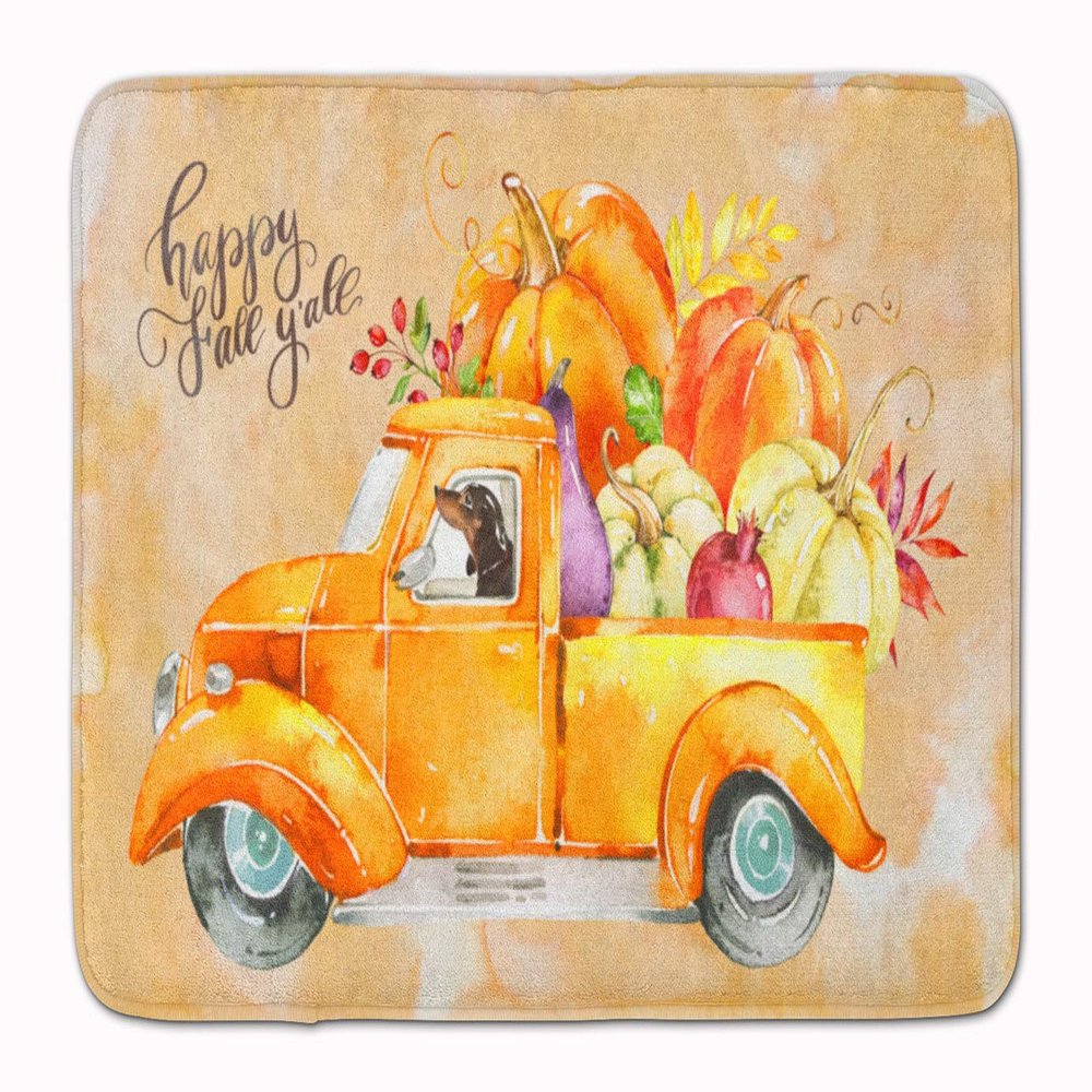 Caroline's Treasures CK2655RUG Fall Harvest Dachshund Machine Washable Memory Foam Mat, Bathroom Rug, Non-Slip Bath Mat, Durable Thick Washable Rugs for Kitchen, Bathroom Quick Dry, Decorative Artwork