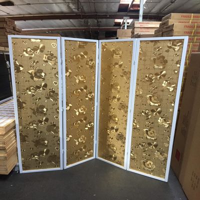4 Panel Wood Heart Gold Design (White)