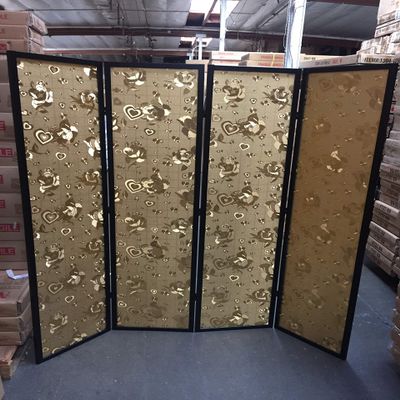 4 Panel Wood Heart Gold Design (Black)