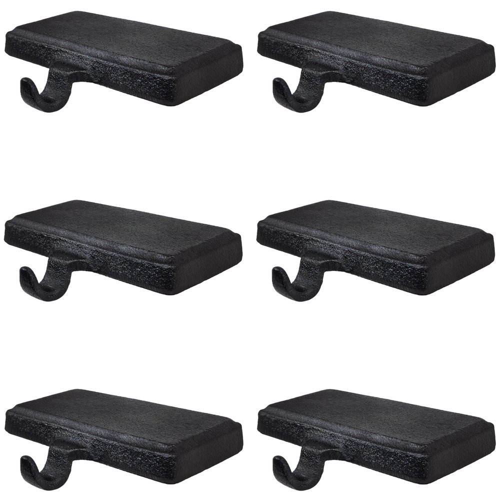 Lulu Decor Black Christmas Stocking Holders for Mantle Set of 6 - Heavy Cast Iron Weighted Strong & Sturdy Low Profile Flat Base Stocking Hooks, Simple Design for Mantle Decor Weighs 2 lbs 10 oz Each