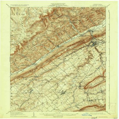 Bellefonte PA topo map, 1:62500 Scale, 15 X 15 Minute, Historical, 1909, Updated 1937, 19.9 x 16.6 in - Polypropylene