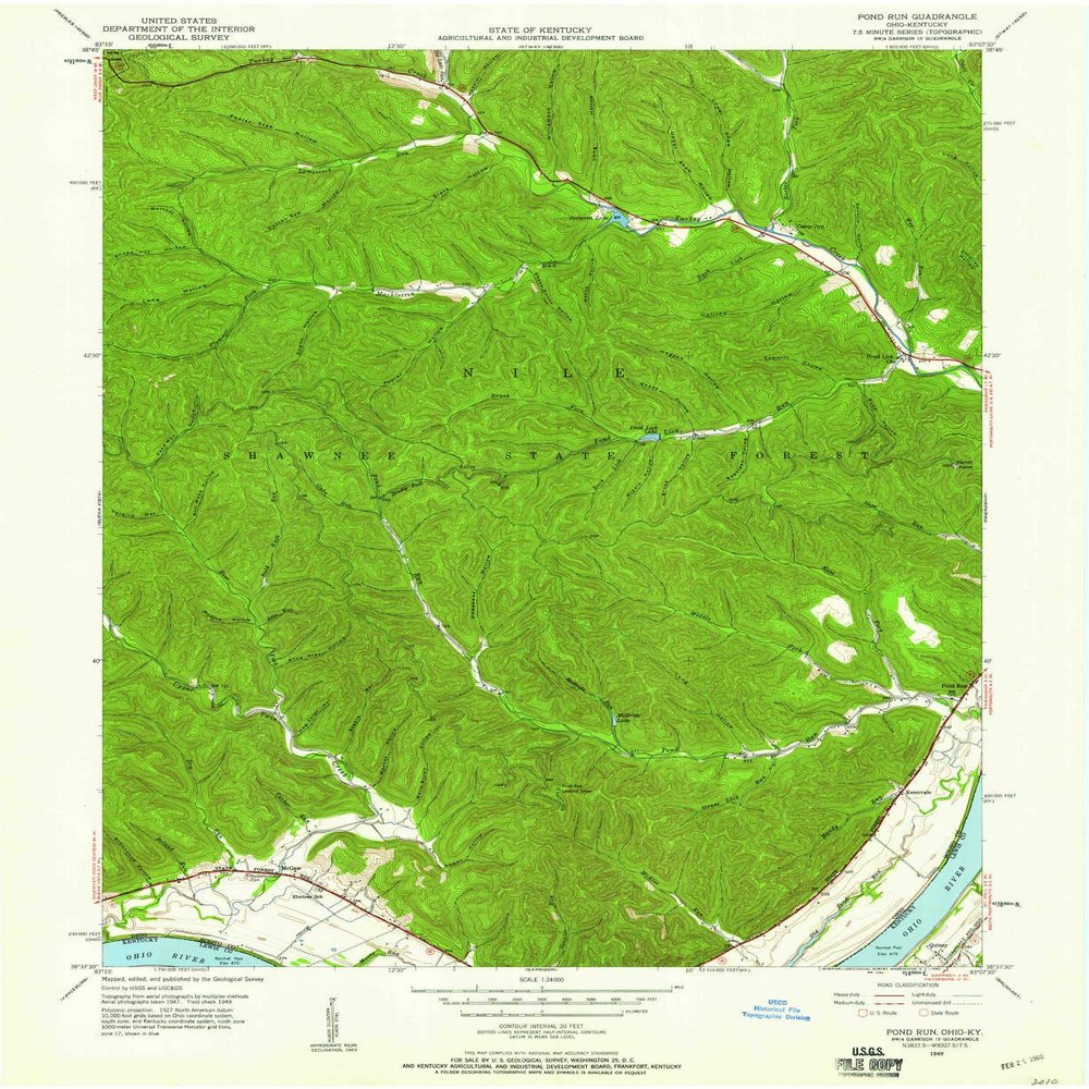 YellowMaps Pond Run OH topo map, 1:24000 Scale, 7.5 X 7.5 Minute, Historical, 1949, Updated 1960, 27 x 22.1 in - Polypropylene