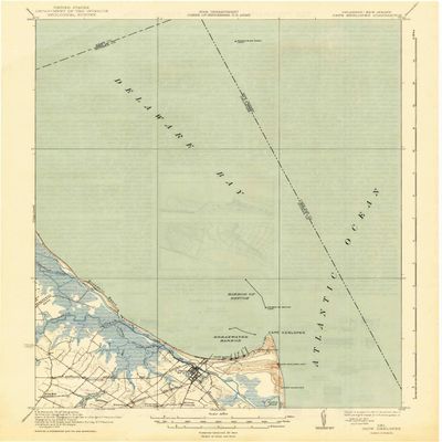 Cape Henlopen DE topo map, 1:62500 Scale, 15 X 15 Minute, Historical, 1937, Updated 1943, 19.9 x 16.5 in - Polypropylene