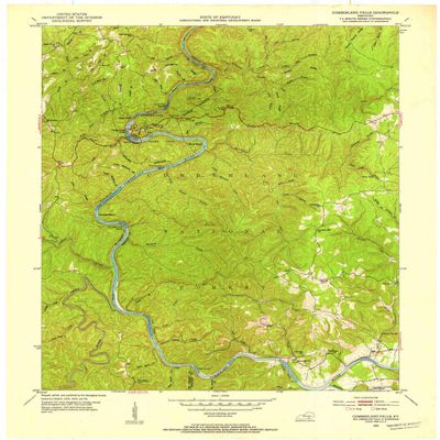 YellowMaps Cumberland Falls KY topo map, 1:24000 Scale, 7.5 X 7.5 Minute, Historical, 1952, Updated 1954, 27.4 x 22.5 in - Polypropylene