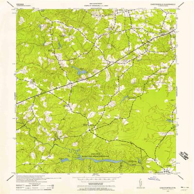 YellowMaps Chesterfield VA topo map, 1:24000 Scale, 7.5 X 7.5 Minute, Historical, 1943, Updated 1958, 26.9 x 22.1 in - Polypropylene